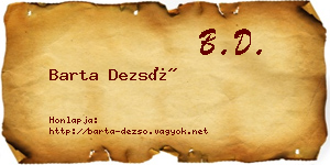Barta Dezső névjegykártya
